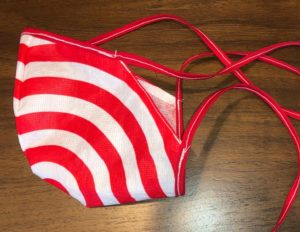NWPP MakerMask N95 Cover (JR3, red and white stripes with red ties)