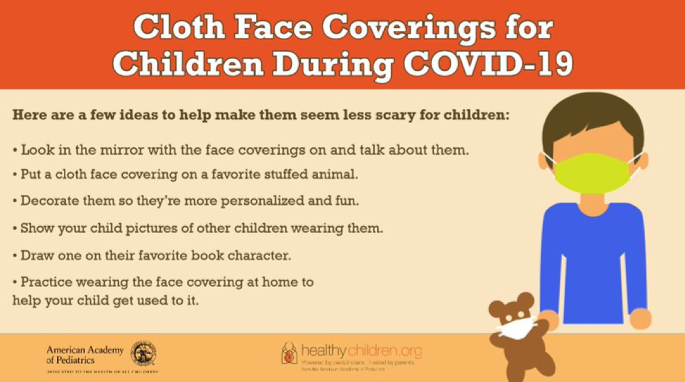Face Coverings for Children during COVID-19 - Ideas to help children be less scared of masks.