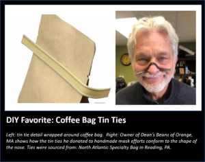 Preferred Nose Bridges for DIY Mask Efforts: Coffee Bag Tin Ties