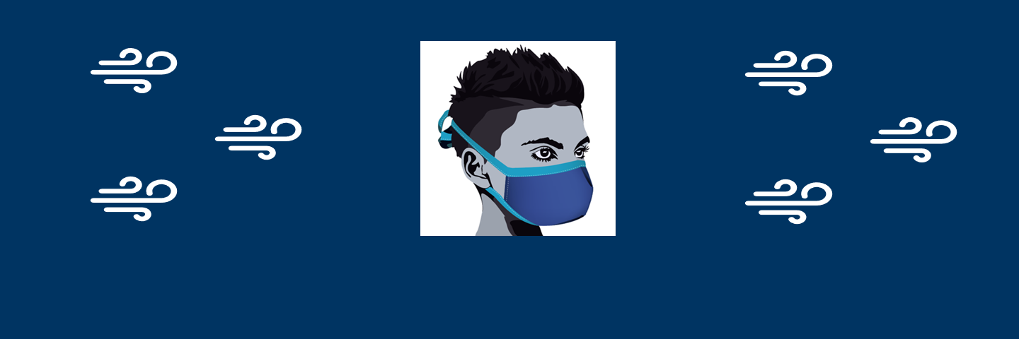 Illustration showing wind and a breathable handmade nonwoven polypropylene mask